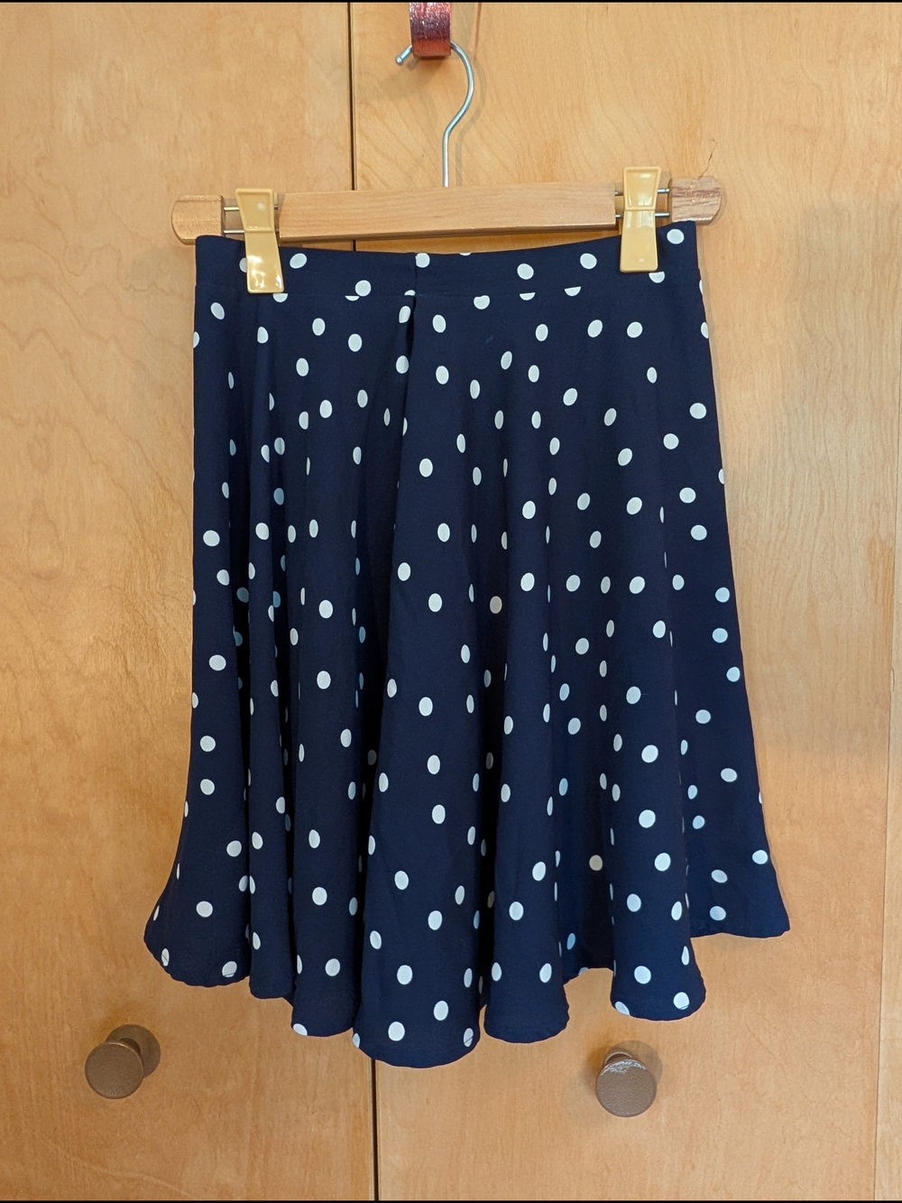41 Hawthorn Women's XS Blue/White Polka Dot A-Line Satin Lined Zip Short Skirt